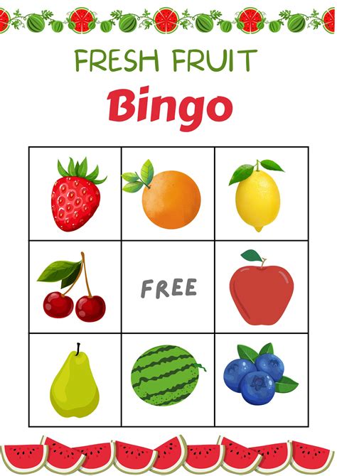 Fruits Bingo Game.